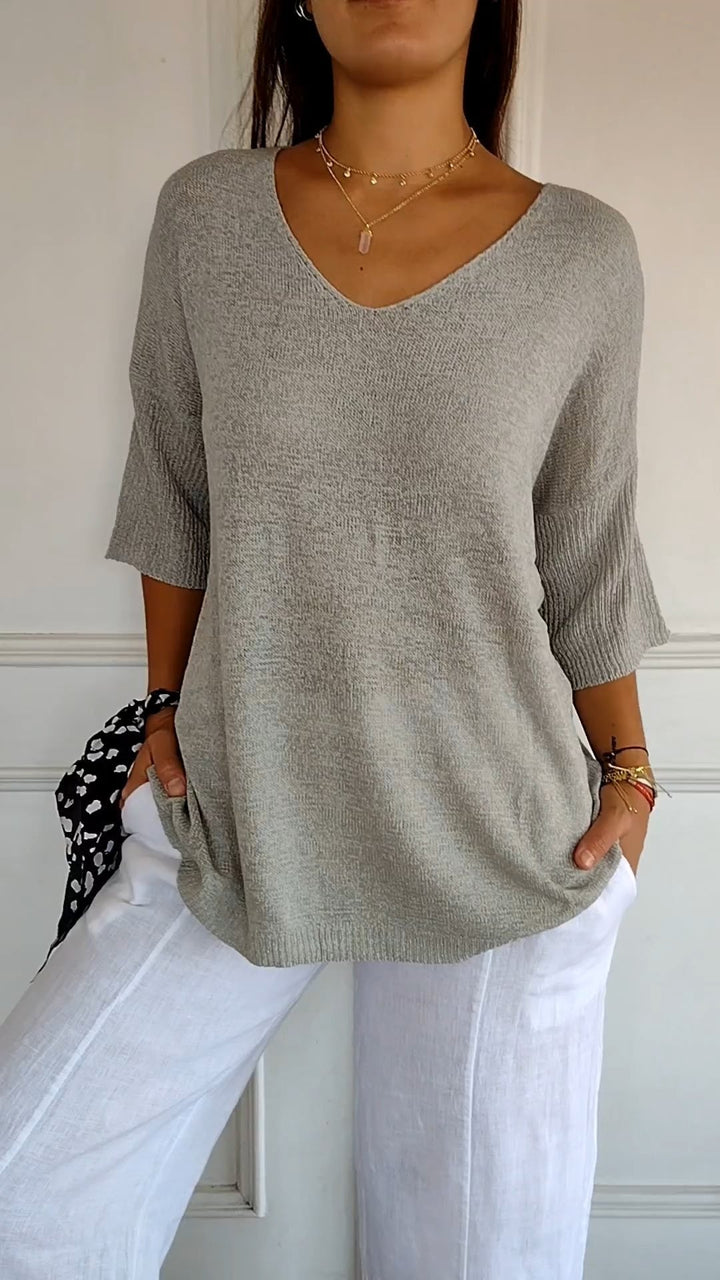 Sierra V Neck Knit Layering Blouse Product Image 14
