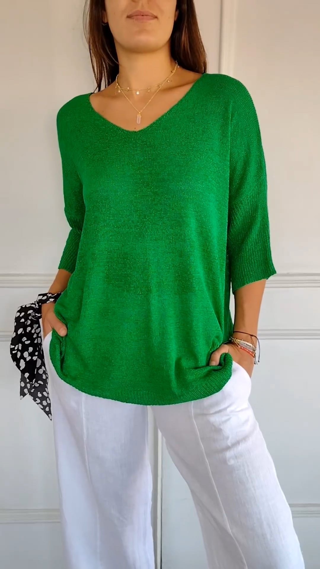 Sierra V Neck Knit Layering Blouse Product Image 15