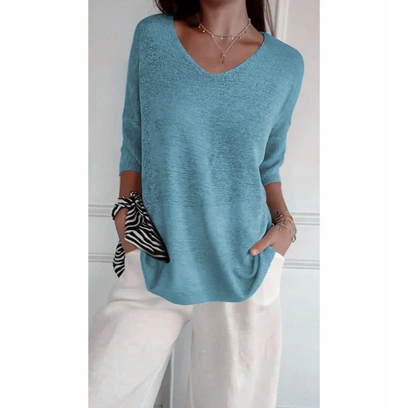 Sierra V Neck Knit Layering Blouse Product Image 16