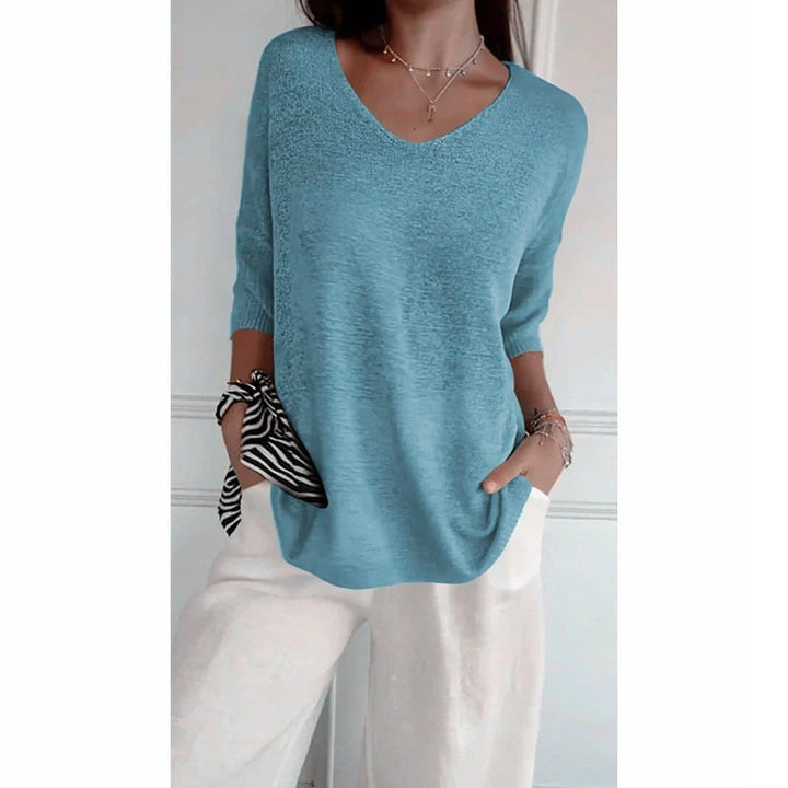 Sierra V Neck Knit Layering Blouse Product Image 16