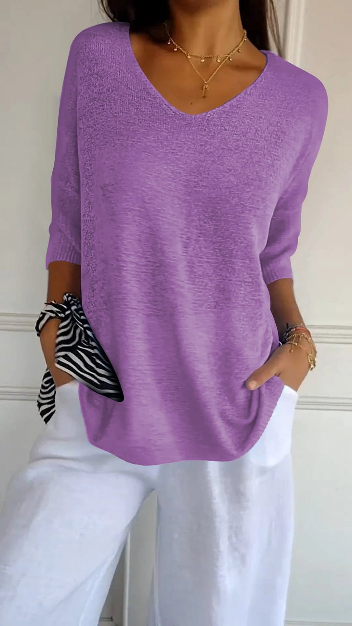Sierra V Neck Knit Layering Blouse Product Image 17
