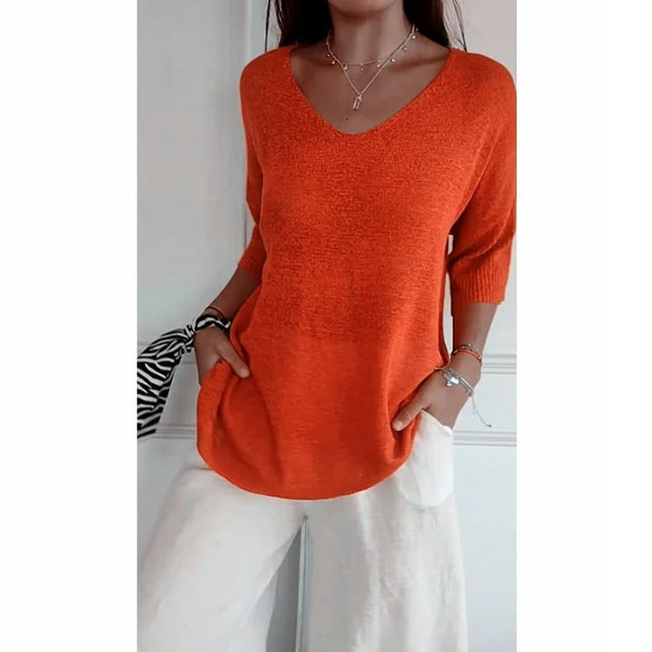 Sierra V Neck Knit Layering Blouse Product Image 18