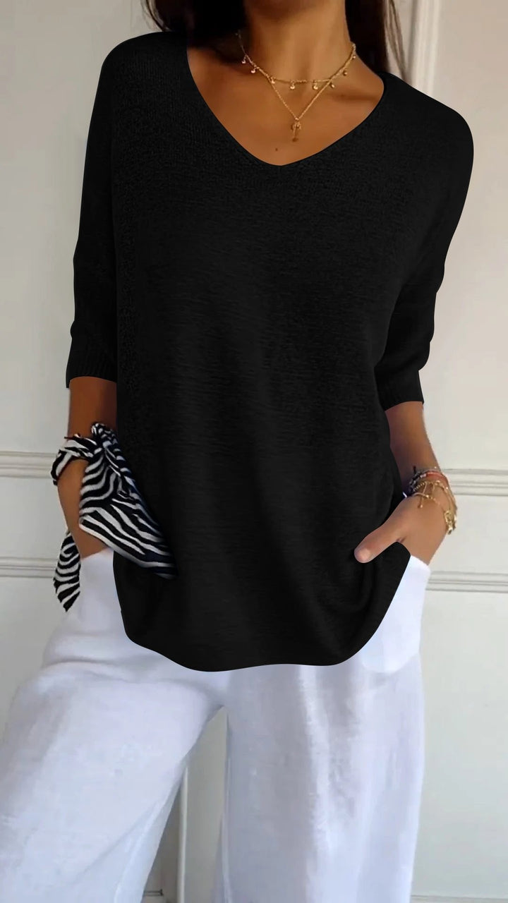 Sierra V Neck Knit Layering Blouse Product Image 19