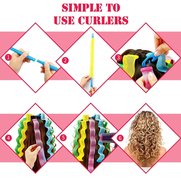 SilkSoft Curlers™ — Effortless, Heat - Free Curls That Boost Your Confidence Instantly (30cm/12 inch - 12 Pcs ) - | Zavonix