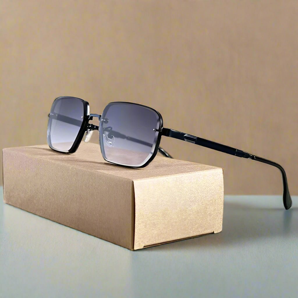 Skyline Rectangular Sunglasses (Black ) - Sunglasses | Zavonix
