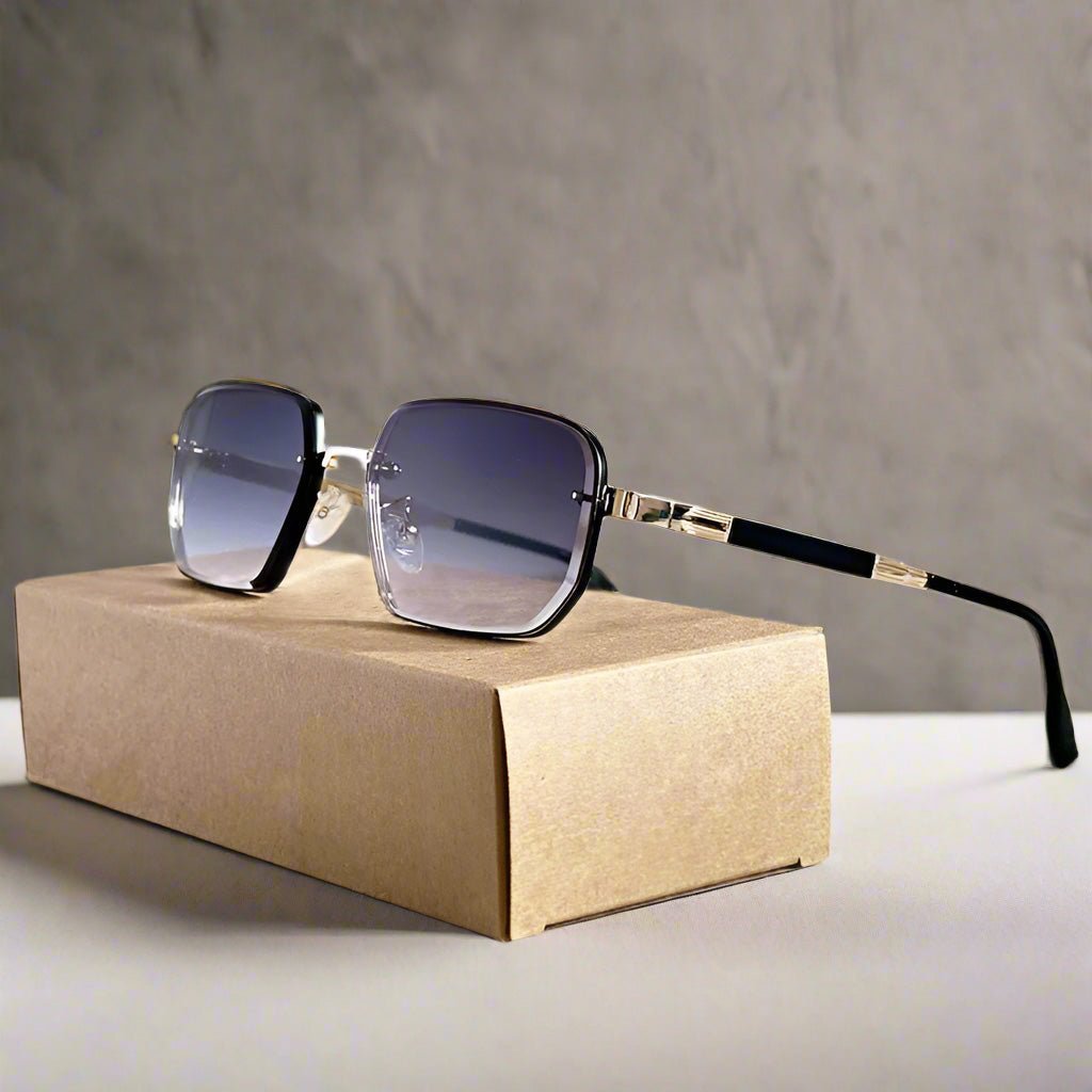 Skyline Rectangular Sunglasses (Gold ) - Sunglasses | Zavonix