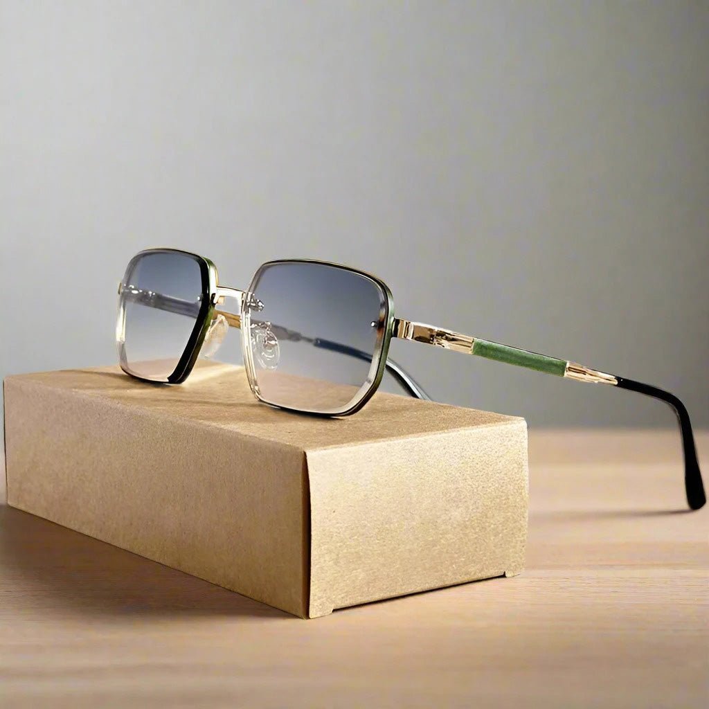 Skyline Rectangular Sunglasses (Green ) - Sunglasses | Zavonix