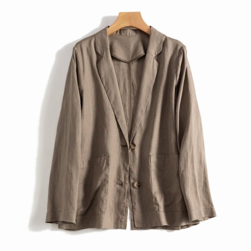 SkyWeave™ Linen Blazer — Command Every Room with Effortless Confidence and All - Day Comfort (Khaki XS) - | Zavonix