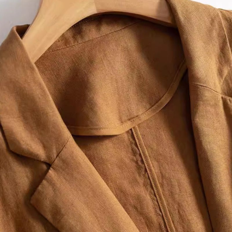 SkyWeave™ Linen Blazer — Command Every Room with Effortless Confidence and All - Day Comfort (Khaki XS) - | Zavonix