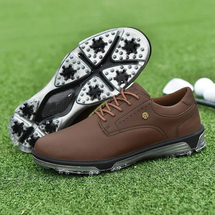StridePro™ Leather Golf Shoes (White//Black 6) - | Zavonix