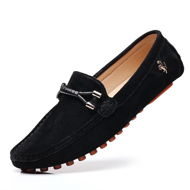 SuedeLux™ Leather Loafers (Black 6) - | Zavonix