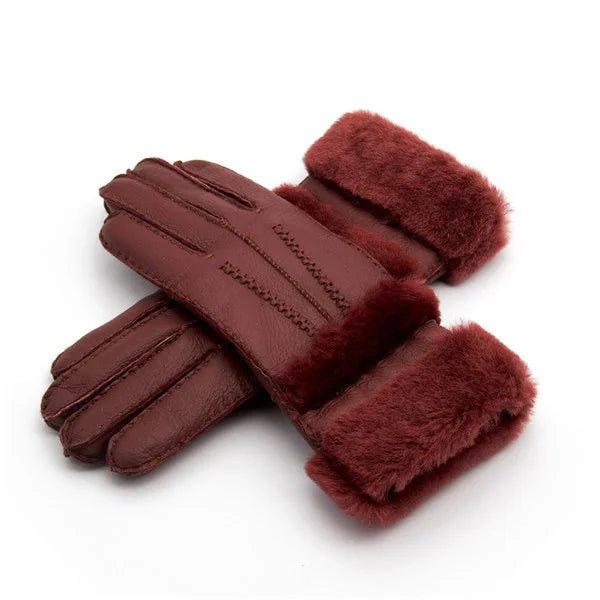 "Stirling" Leather Winter Gloves (Red Wine ) - | Zavonix