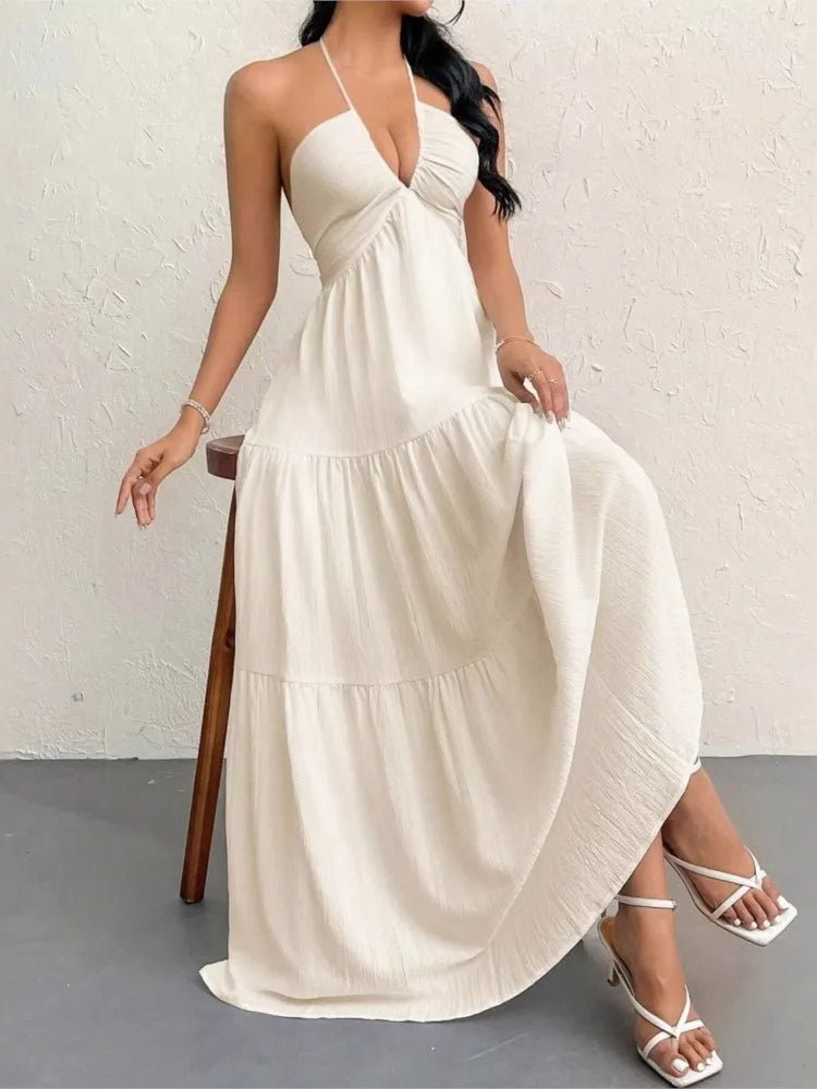 Sleeveless V - Neck Dress™ — Turn Heads with Effortless Cool Confidence (M ) - | Zavonix