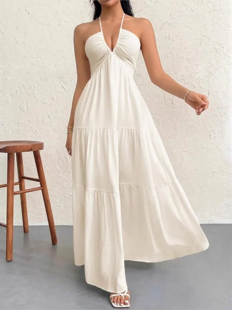 Sleeveless V - Neck Dress™ — Turn Heads with Effortless Cool Confidence (M ) - | Zavonix
