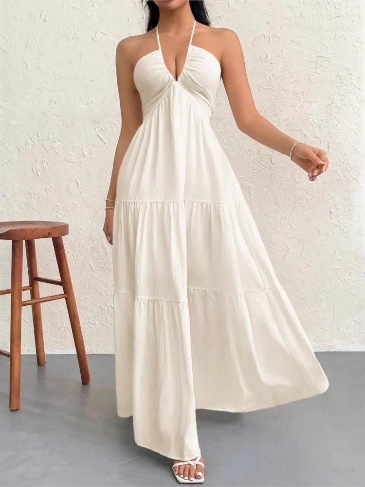 Sleeveless V - Neck Dress™ — Turn Heads with Effortless Cool Confidence (M ) - | Zavonix
