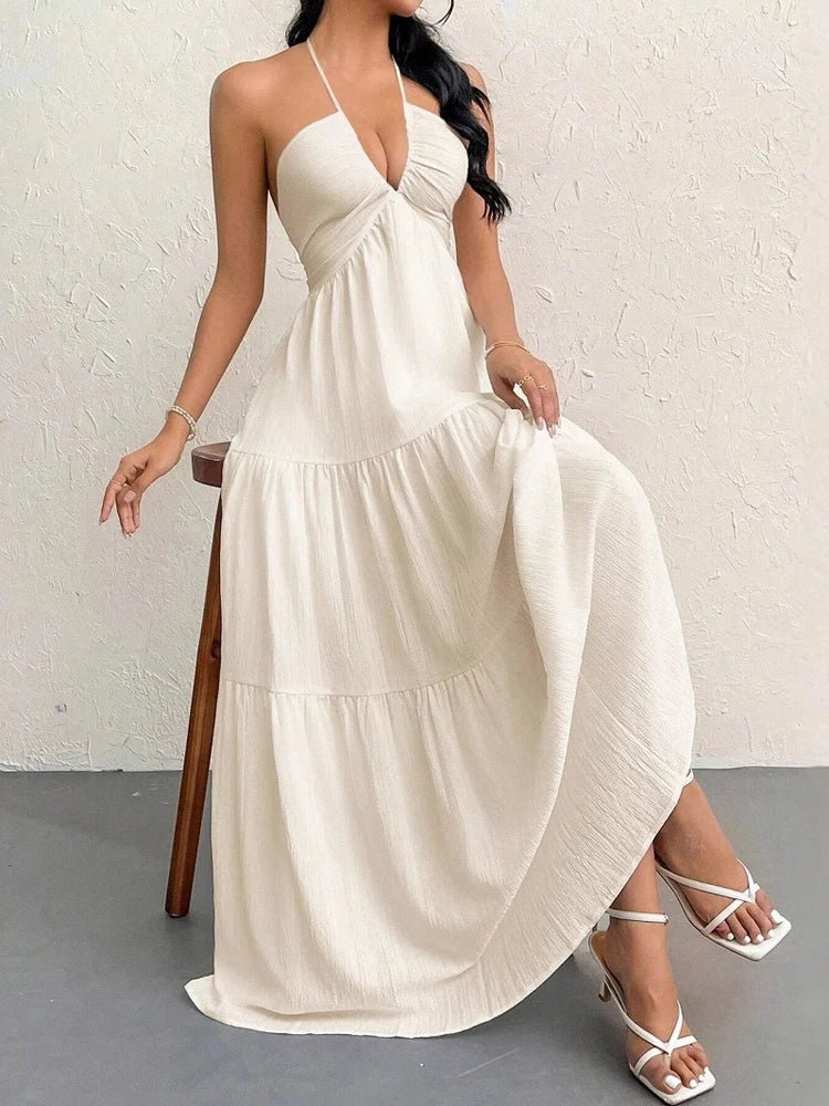 Sleeveless V - Neck Dress™ — Turn Heads with Effortless Cool Confidence (M ) - | Zavonix