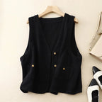 Sleeveless V - neck Vest™ — Command Your Day with Unstoppable Comfort and Effortless Style (Black XS) - | Zavonix