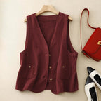Sleeveless V - neck Vest™ — Command Your Day with Unstoppable Comfort and Effortless Style (Burgundy XS) - | Zavonix