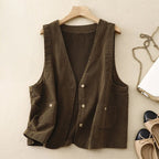 Sleeveless V - neck Vest™ — Command Your Day with Unstoppable Comfort and Effortless Style (Dark Brown XS) - | Zavonix
