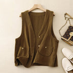 Sleeveless V - neck Vest™ — Command Your Day with Unstoppable Comfort and Effortless Style (Olive Green XS) - | Zavonix