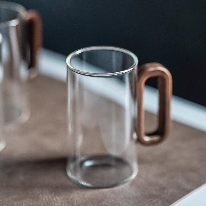 Smoked Gradient Glass Mug with Wooden Handle – Stylish and Heat-Resistant Coffee and Tea Mug 7