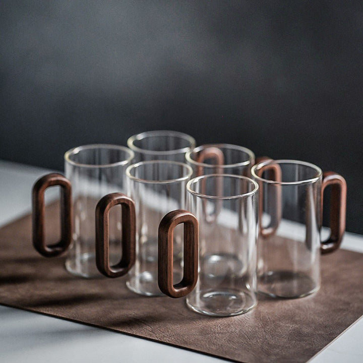 Smoked Gradient Glass Mug with Wooden Handle – Stylish and Heat-Resistant Coffee and Tea Mug 4