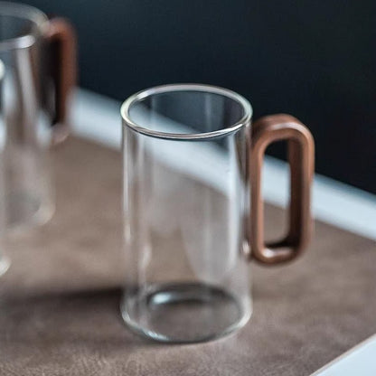 Smoked Gradient Glass Mug with Wooden Handle – Stylish and Heat-Resistant Coffee and Tea Mug 3