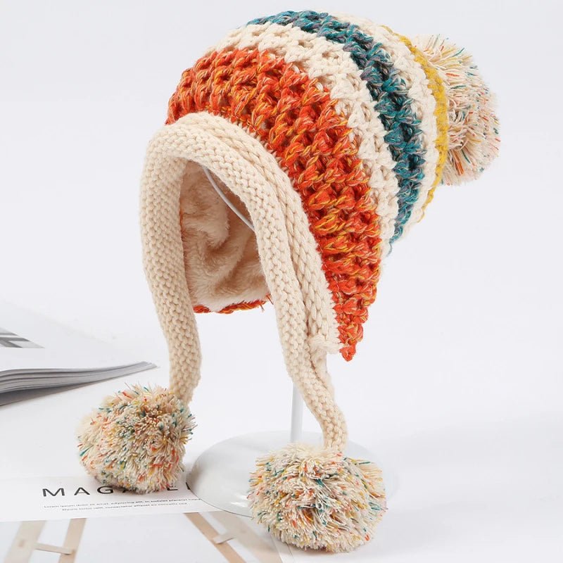 Snowy Peaks Knitted Beanie (Beige ) - | Zavonix
