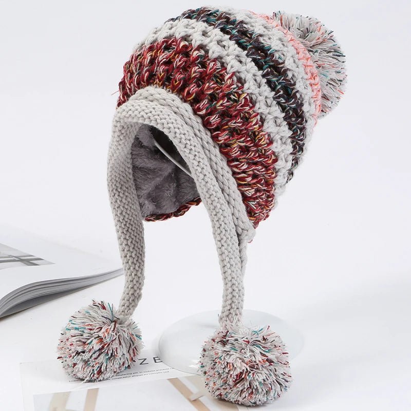 Snowy Peaks Knitted Beanie (Red ) - | Zavonix