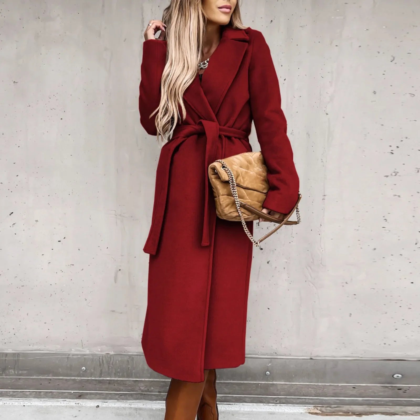 Sofia Classic Belted Coat (Brown S) - | Zavonix