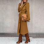 Sofia Classic Belted Coat (Brown S) - | Zavonix