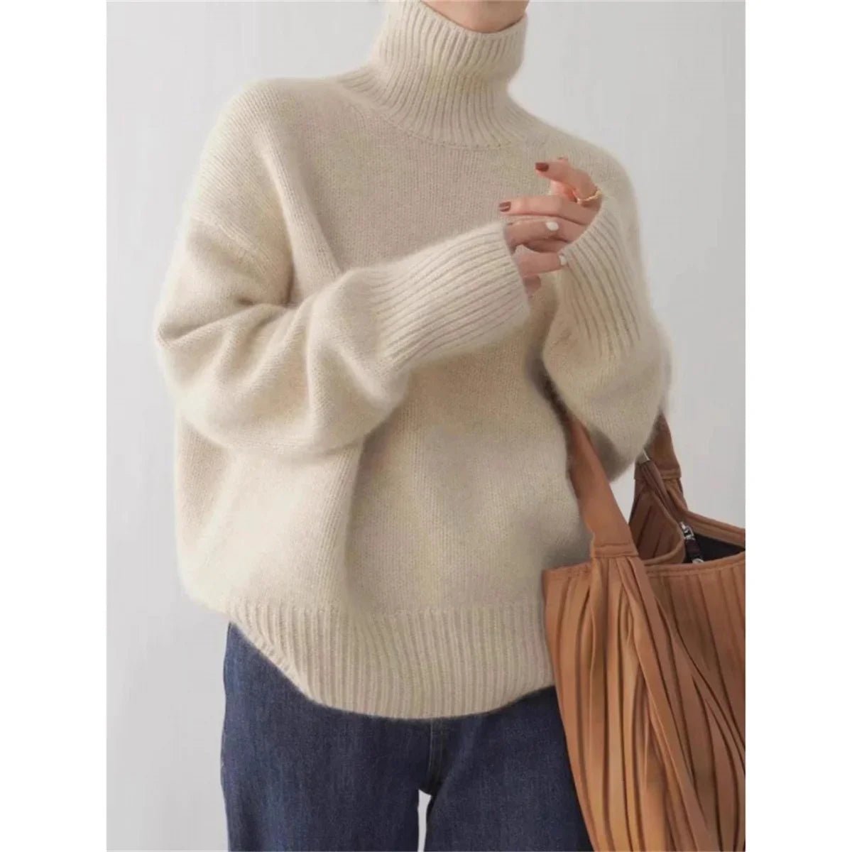 Sofia™ Woolen Turtleneck Sweater (Gray XS) - | Zavonix