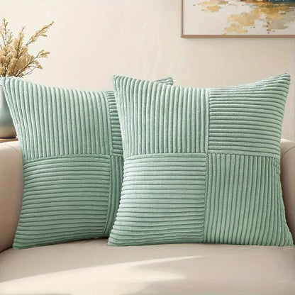 Soft Corduroy Throw Pillow Covers Set of 4 – 18x18 Decorative Pillows with Modern Boho Grid Design 9