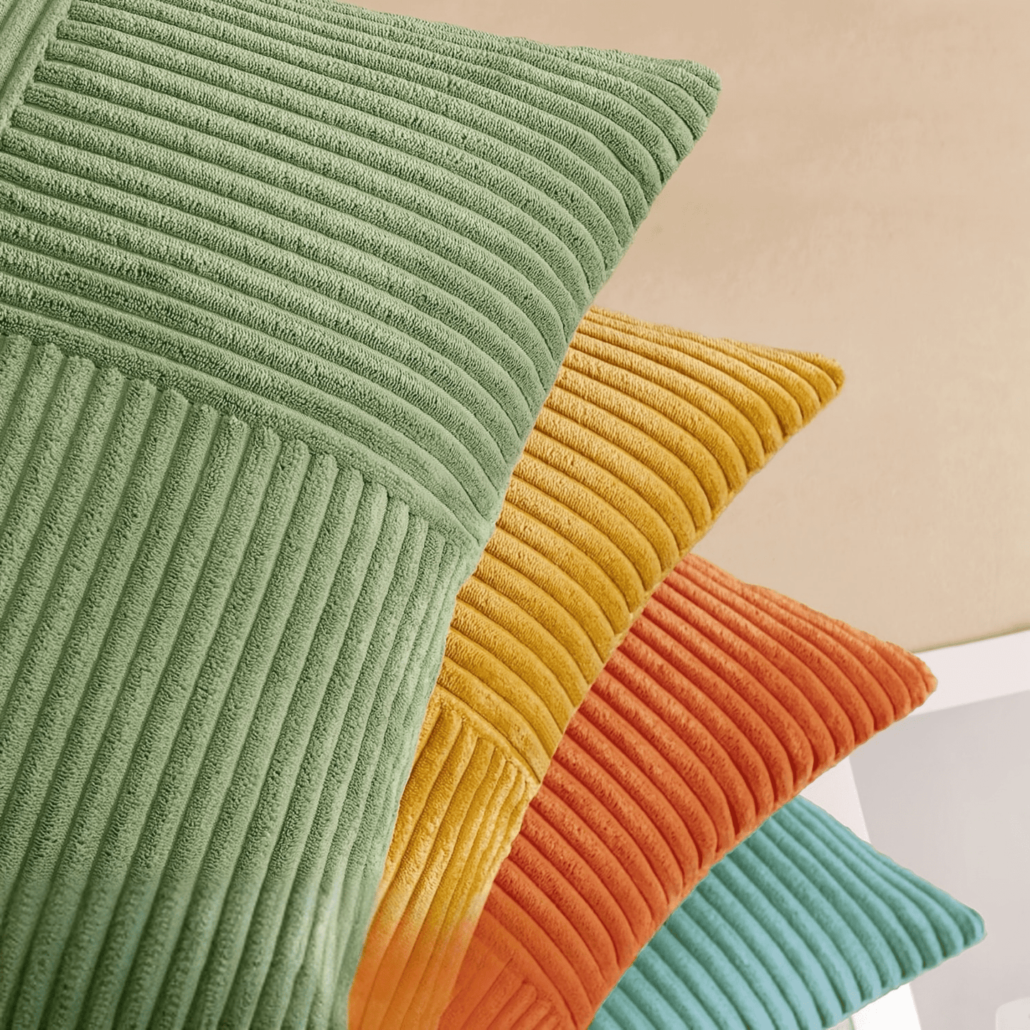 Soft Corduroy Throw Pillow Covers Set of 4 – 18x18 Decorative Pillows with Modern Boho Grid Design 3