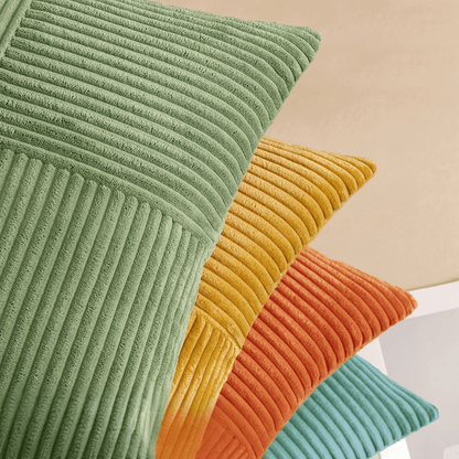 Soft Corduroy Throw Pillow Covers Set of 4 – 18x18 Decorative Pillows with Modern Boho Grid Design 3