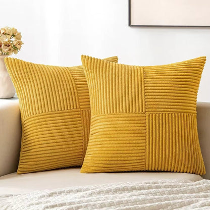 Soft Corduroy Throw Pillow Covers Set of 4 – 18x18 Decorative Pillows with Modern Boho Grid Design 7
