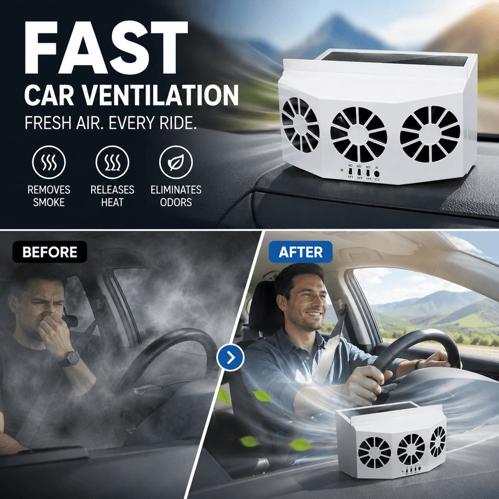 Solar Car Window Vent Fan Product Image 02