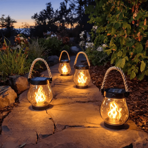 Solar Lantern with Flickering Flame Effect | Outdoor Lighting for Camping and Backyard Use 0