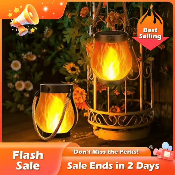 Solar Lantern with Flickering Flame Effect | Outdoor Lighting for Camping and Backyard Use 1