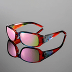 Solara Mosaic Sunglasses — Bold Artistic Shades with Rhinestone Accents (Red ) - | Zavonix