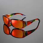 Solara Mosaic Sunglasses — Bold Artistic Shades with Rhinestone Accents (Red ) - | Zavonix