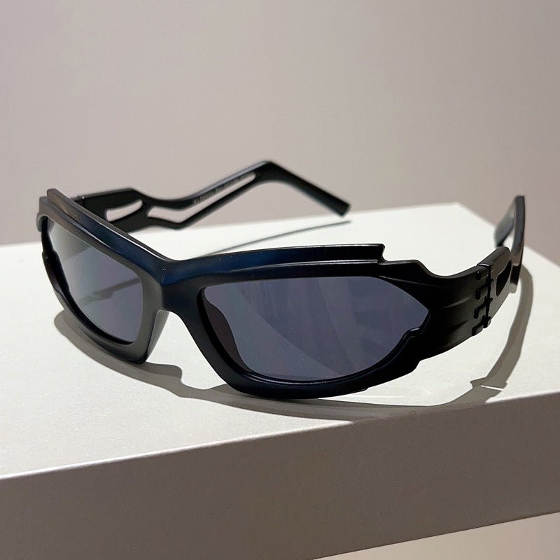 Solenra — Amber Acetate Sunglasses with Curved Frame Design (Blue ) - | Zavonix