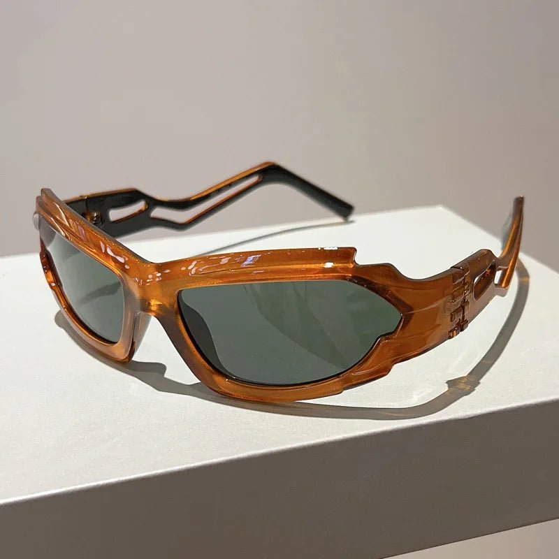 Solenra — Amber Acetate Sunglasses with Curved Frame Design (Blue ) - | Zavonix