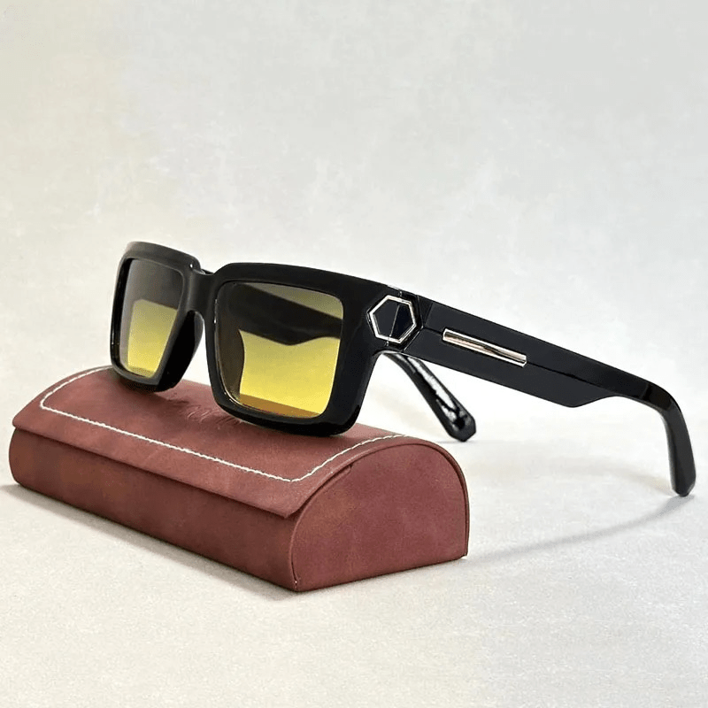 Soren Bold — UV400 Sunglasses with Acetate Frame and Metal Temples (Yellow ) - | Zavonix