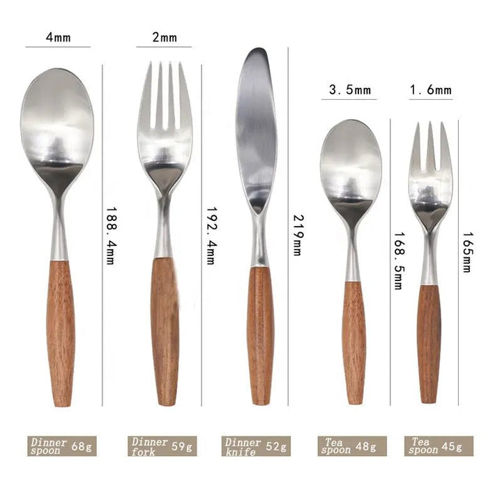 Stainless Steel Flatware Set with Natural Wood Handles – Durable and Elegant Cutlery 8