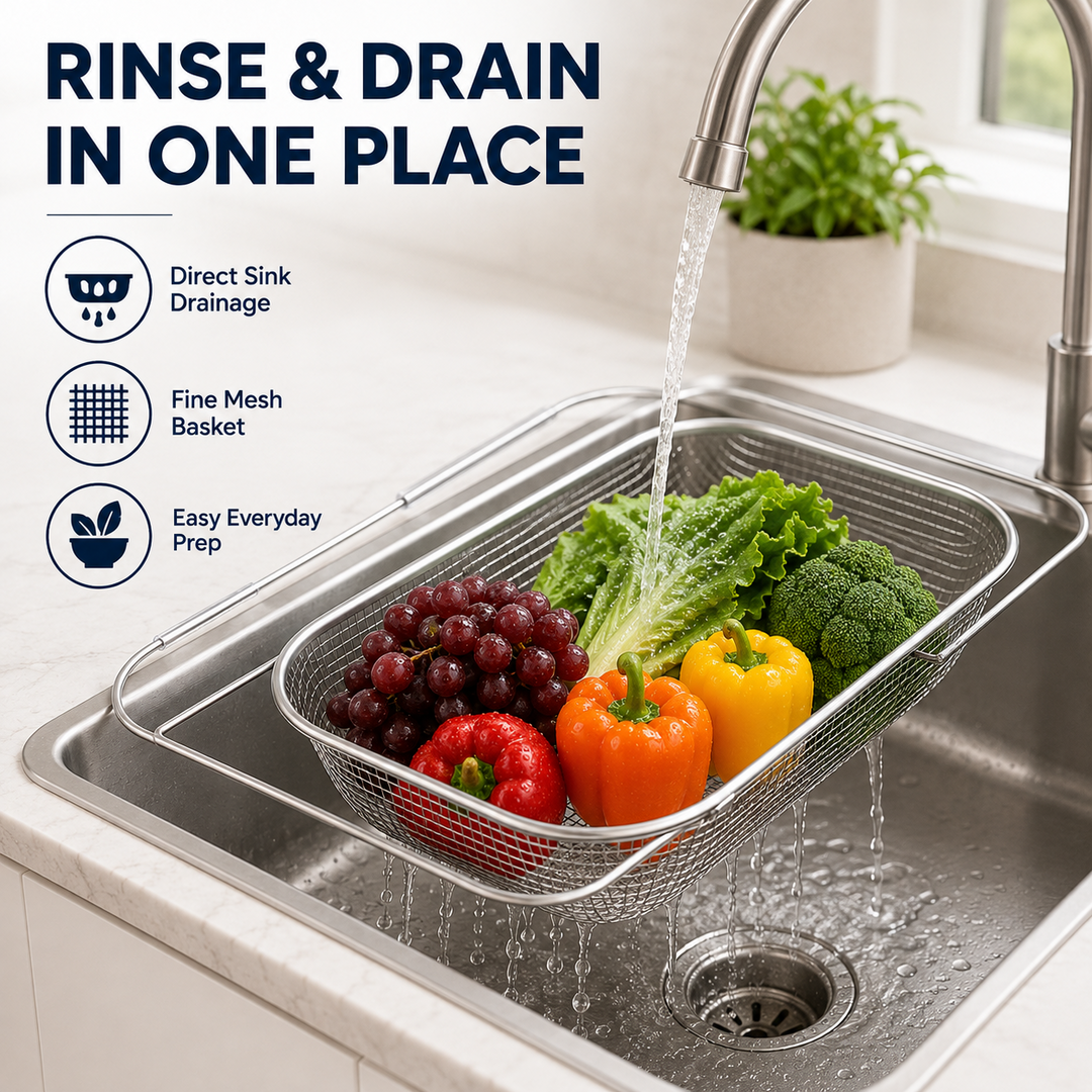 Stainless Steel Over Sink Drainer Basket Product Image 05