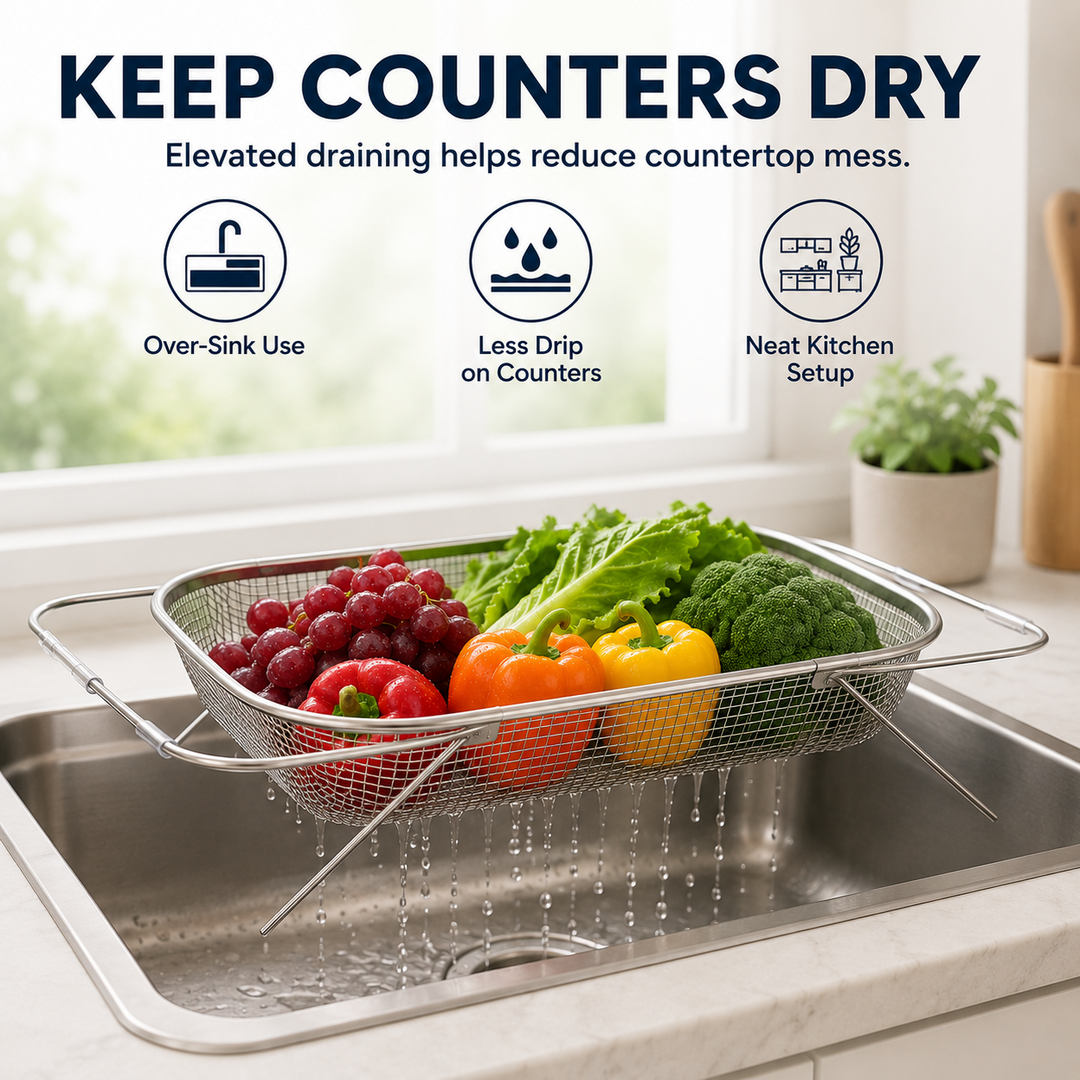 Stainless Steel Over Sink Drainer Basket Product Image 07