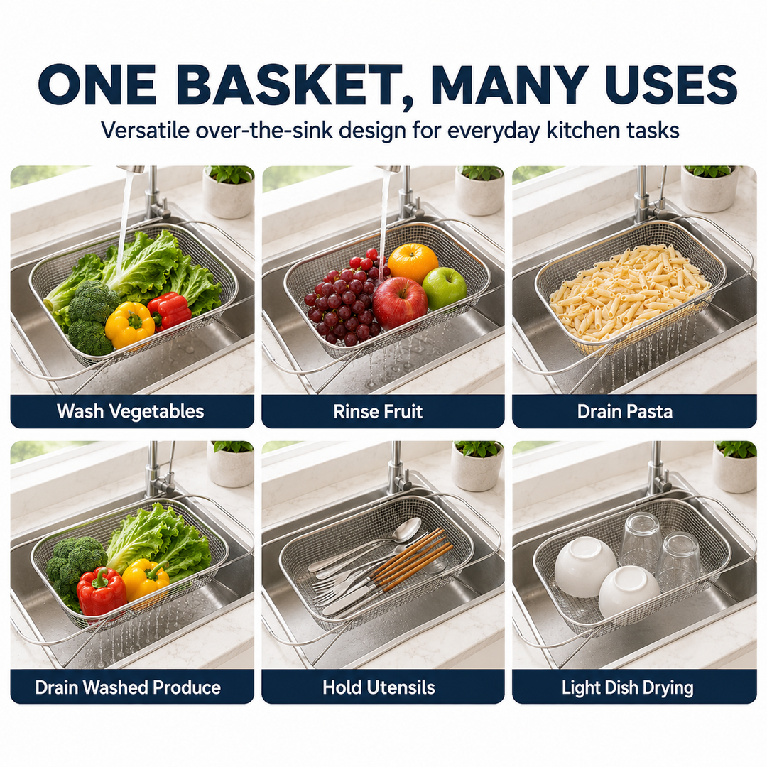 Stainless Steel Over Sink Drainer Basket Product Image 08