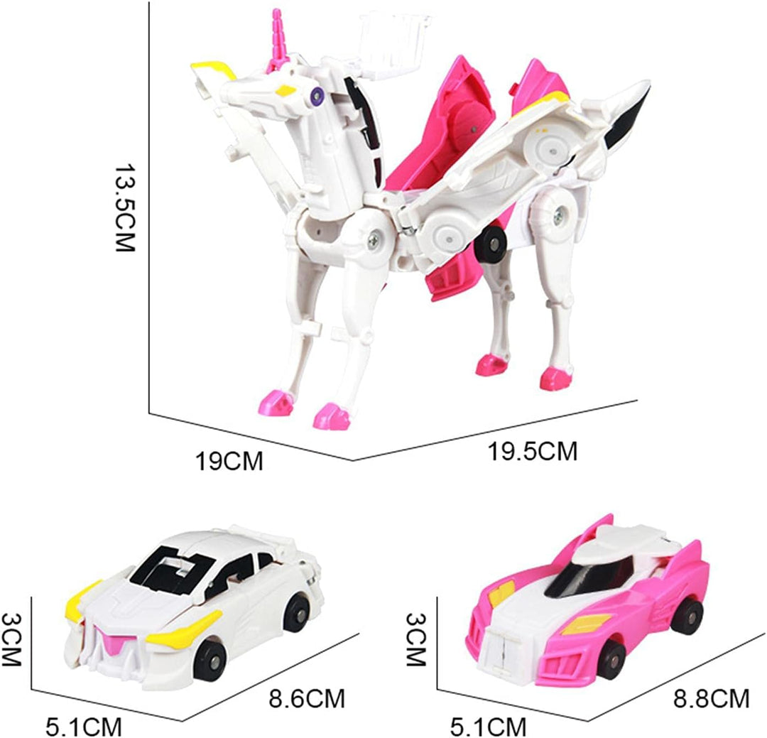 Measurement chart showing the unicorn form and white and pink car forms