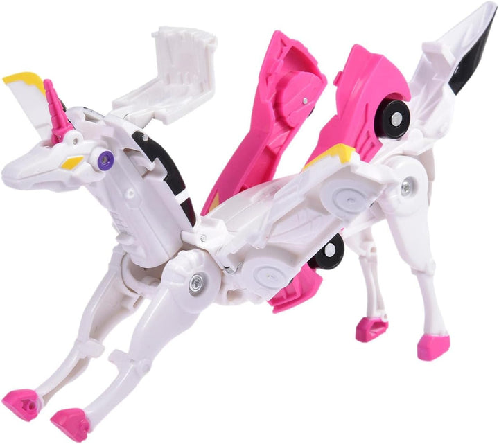 Transforming unicorn toy in a forward-leaning pose with extended front legs